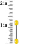 14G Acrylic Ideal Sunny Yellow Stripe Straight Barbell Tongue Ring