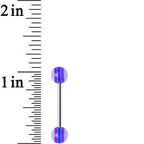 14G Acrylic Purple Deepness Stripe Straight Barbell Tongue Ring