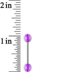 14G Acrylic Hot Pink Romance Stripe Straight Barbell Tongue Ring
