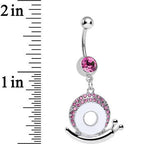 Pink Gem Pink Shell Tale of a Snail Dangle Belly Ring
