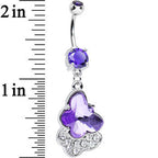 Tanzanite Cubic Zirconia Double Layered Butterfly Dangle Belly Ring