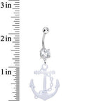 Clear Gem Sailor Bride White Anchor Dangle Belly Ring