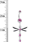 Pink Gem Midnight in the Bayou Dragonfly Dangle Belly Ring