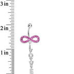 Pink Cubic Zirconia Love Sparkles to Infinity Dangle Belly Ring