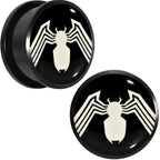 7/8 Licensed White Spider-Man Logo Black PVD Screw Fit Plugs Set