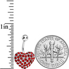 Red Gem Flash of Love Heart Belly Ring