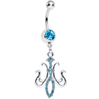 Aqua Gem Magnifique Fleur de Lis Dangle Belly Ring