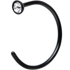 20G 3/8 Clear Gem Black Anodized Titanium Nose Hoop