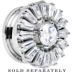18mm Steel Prong Set Clear CZ Ornate Flower Screw Fit Plug
