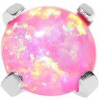 14G 4mm Faux Pink Prong Set Opal Titanium Dermal Top