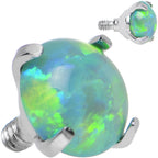 14G 5mm Faux Green Prong Set Opal Titanium Dermal Top