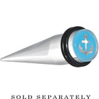 Clear Light Blue Acrylic Set Sail Nautical Anchor Taper 0G to 20mm