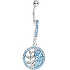 Aqua Gem Tranquility Palm Yin Yang Dangle Belly Ring
