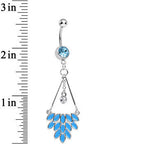 Aqua Gem Caribbean Breeze Ladies Fan Dangle Belly Ring