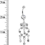 Clear Gem Bow Tie Decorative Hollow Heart Dangle Belly Ring
