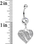 Clear Gem Sparkling Rivers of Love Heart Dangle Belly Ring