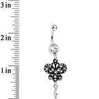 Clear Gem Delicate Marquise Drop Black Butterfly Dangle Belly Ring