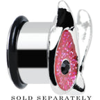9/16 Pink Glitter Festive Owl Single Flare Steel Plug