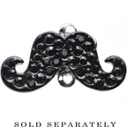 2G Black Gem Paved Fancy Mustache Single Flare Steel Plug