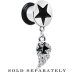 0G Clear Gem Angel Wing and Black Star Single Flare Dangle Plug
