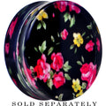 38mm Acrylic Black Multicolored Old Fashioned Flowers Saddle Plug