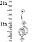 Clear Gem Joined Female and Male Symbols Dangle Belly Ring