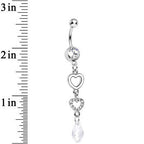 Clear Gem Crystal Love Multiplied Double Heart Dangle Belly Ring
