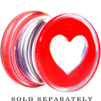 1/2 Clear Red Acrylic Adoring Heart Saddle Plug