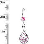 Pink Cubic Zirconia Bubbling Snake Dangle Belly Ring
