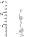 Clear Cubic Zirconia Riding the Jetstream Bird Dangle Belly Ring