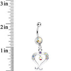 Aurora Gem Fanciful Arched Heart Dangle Belly Ring