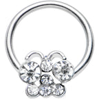 14G 7/16 Clear Gem Brilliant Butterfly BCR Captive Ring