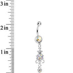 Aurora Gem Sparkling Fleur De Lock Dangle Belly Ring