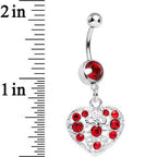 Red Gem Lacy Heirloom Heart Dangle Belly Ring