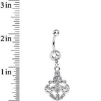 Clear Gem Shimmering Divine Fan Dangle Belly Ring