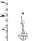 Aurora Gem Shimmering Divine Fan Dangle Belly Ring