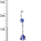 Blue Cubic Zirconia Glamorous Pyramid Dangle Belly Ring