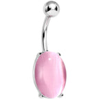 Pink Opal Elliptical Belly Ring