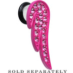 00G Pink Gem Brilliant Angel Wing Single Flare Steel Plug