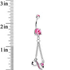 Pink Cubic Zirconia Dazzling Infinity Symbol Dangle Belly Ring