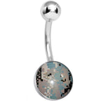 Green and Brown Pixilated Camouflage Belly Ring