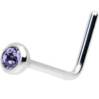 20G Purple Gem Stainless Steel L-Shaped Nose Ring 1/4