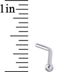 18G Aurora Gem Stainless Steel L-Shaped Nose Ring 1/4