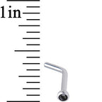 18G Black Gem Stainless Steel L-Shaped Nose Ring 1/4