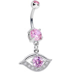 Pink Clear Gem Mysterious and Exquisite Eye Dangle Belly Ring