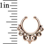 Rose Gold Tempest of Swirls Non-Pierced Clip On Fake Septum Ring