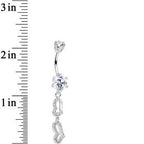 925 Sterling Silver Clear CZ Double the Hearts Dangle Belly Ring