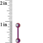 Front Gem Purple Anodized Titanium Nipple Barbell Set