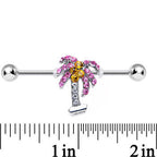 Pink Yellow Gem Taste of the Tropics Palm Tree Industrial Barbell