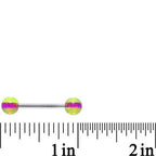 14G Green Purple Acrylic Glitter Barbell Tongue Ring 5/8